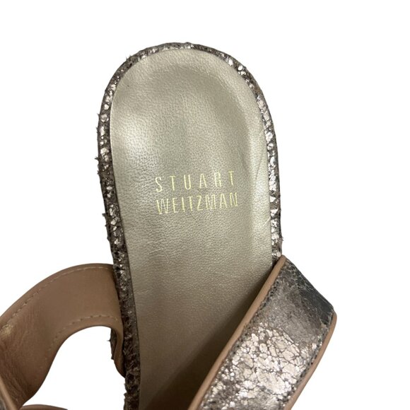 Stuart Weitzman Annex Penny Cracked Leather Wedge Sandals Shoes women's size 8.5 - Picture 6 of 8